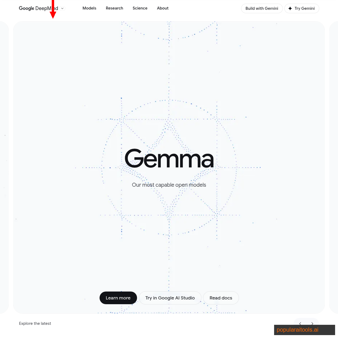 Google Gemma official page describing the open-weight family of models from Google DeepMind