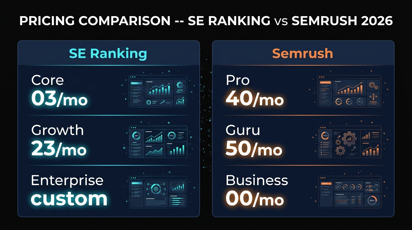 Pricing comparison SE Ranking vs Semrush 2026