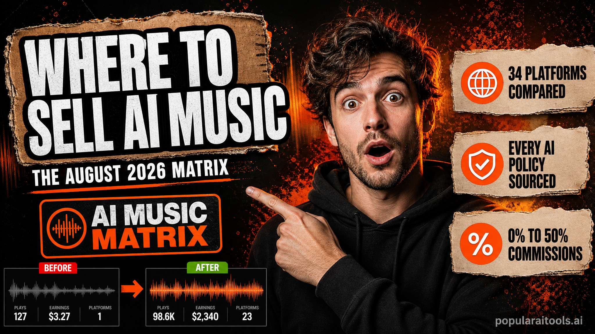 Where to Sell AI Music in 2026: 24 Platforms Compared (The August Matrix) featured image