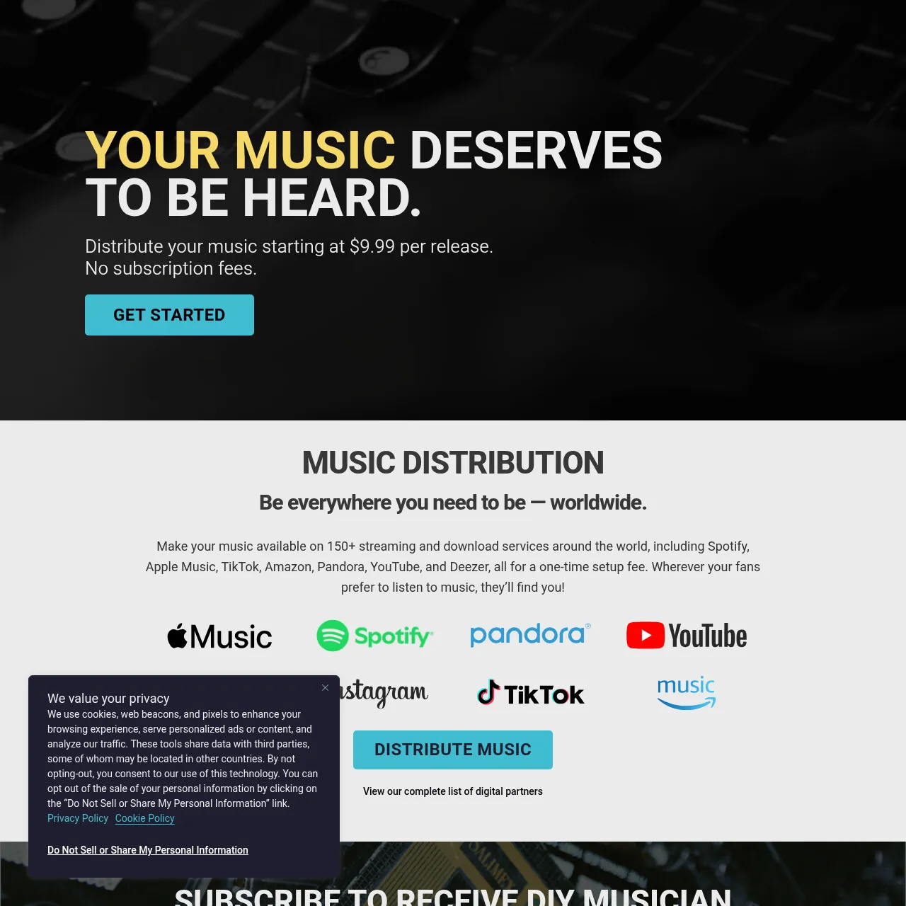 CD Baby — alternative music distribution option with one-time fee per release