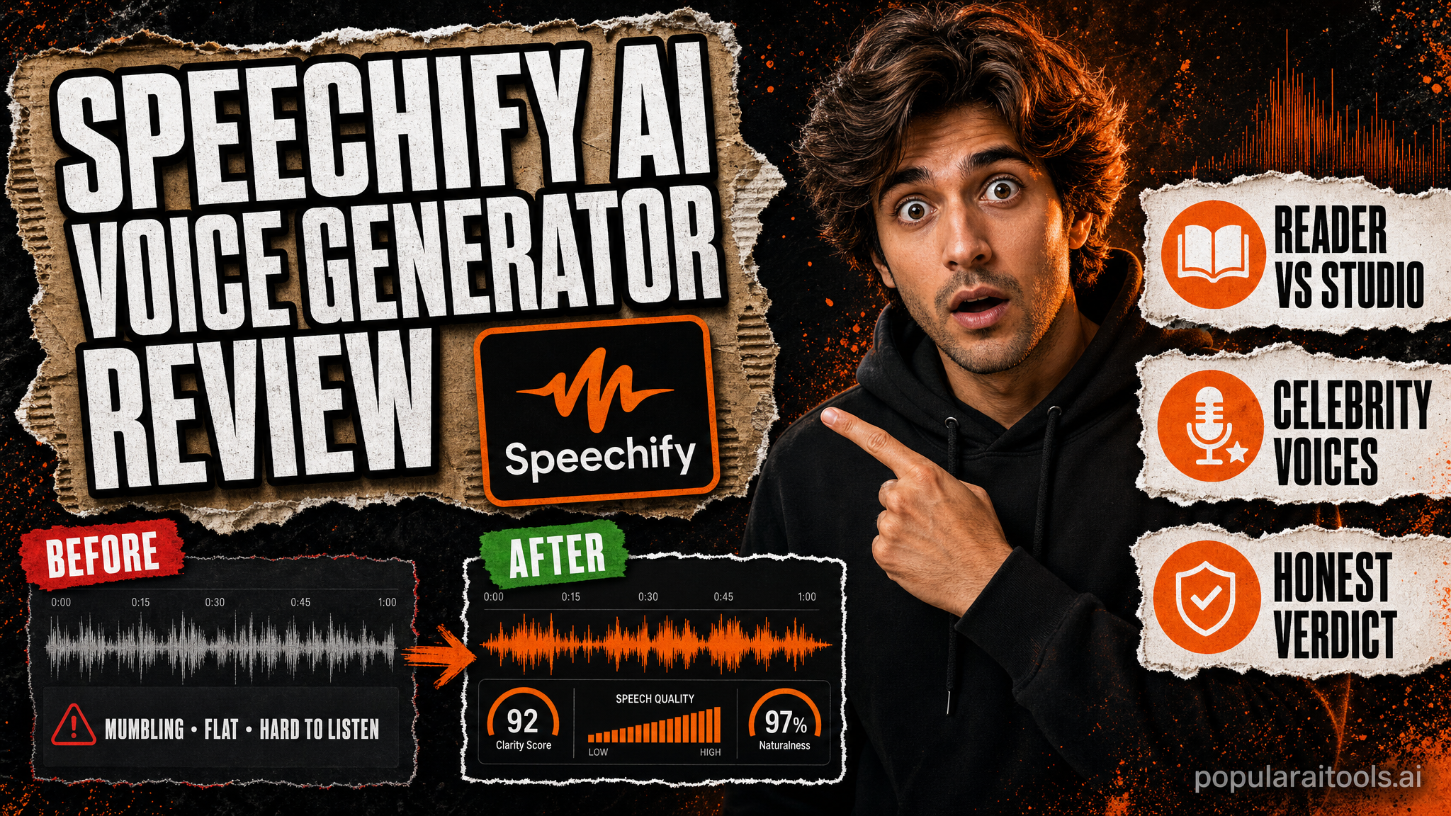 Speechify AI Voice Generator review — Reader vs Studio split, celebrity voices, and honest 2026 verdict
