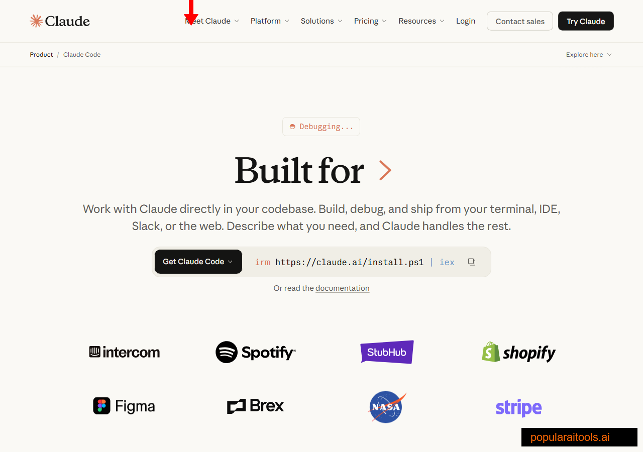 Claude Code product page on claude.com