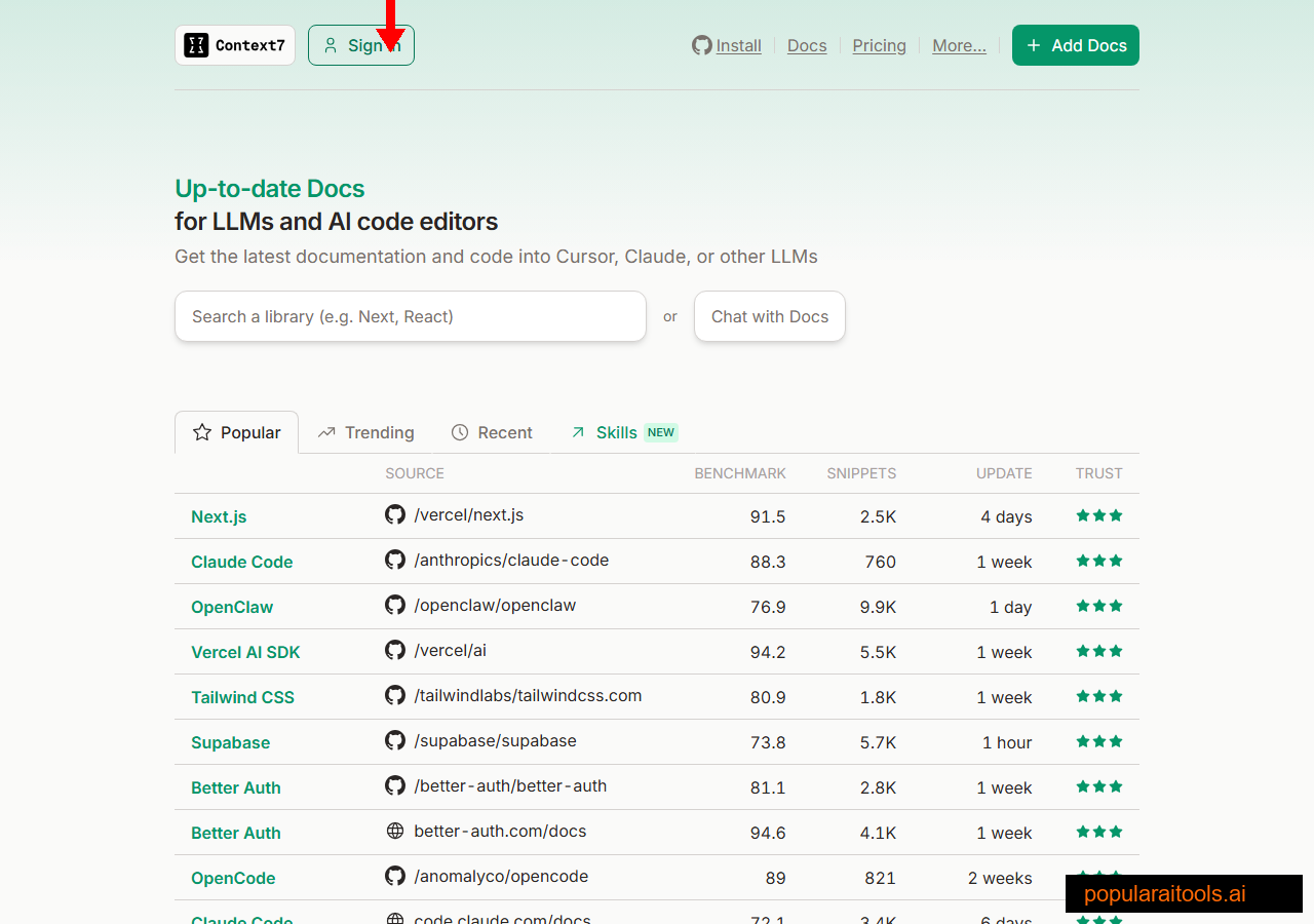 Context7 MCP homepage for live documentation