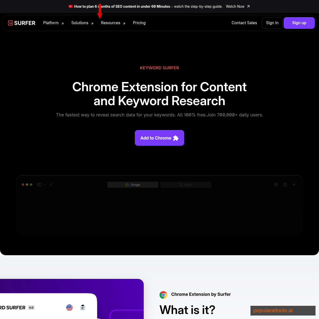 Surfer SEO keyword research tool showing search volumes and topic clusters