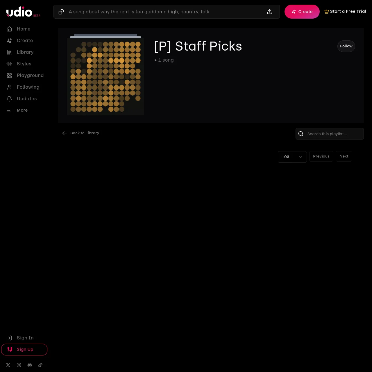 Udio community staff picks showcasing genre diversity