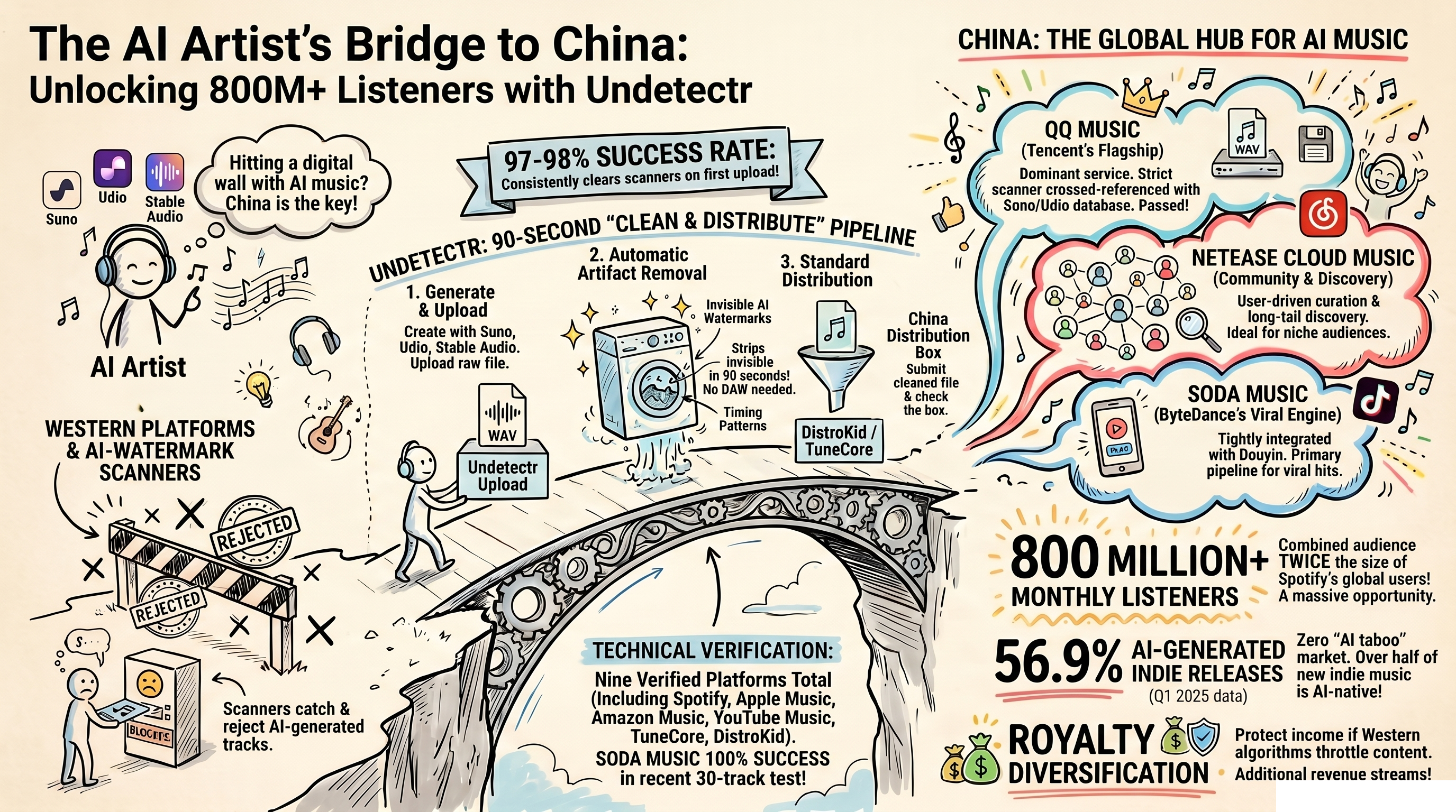 Undetectr China platforms visual overview — NotebookLM sketch-note