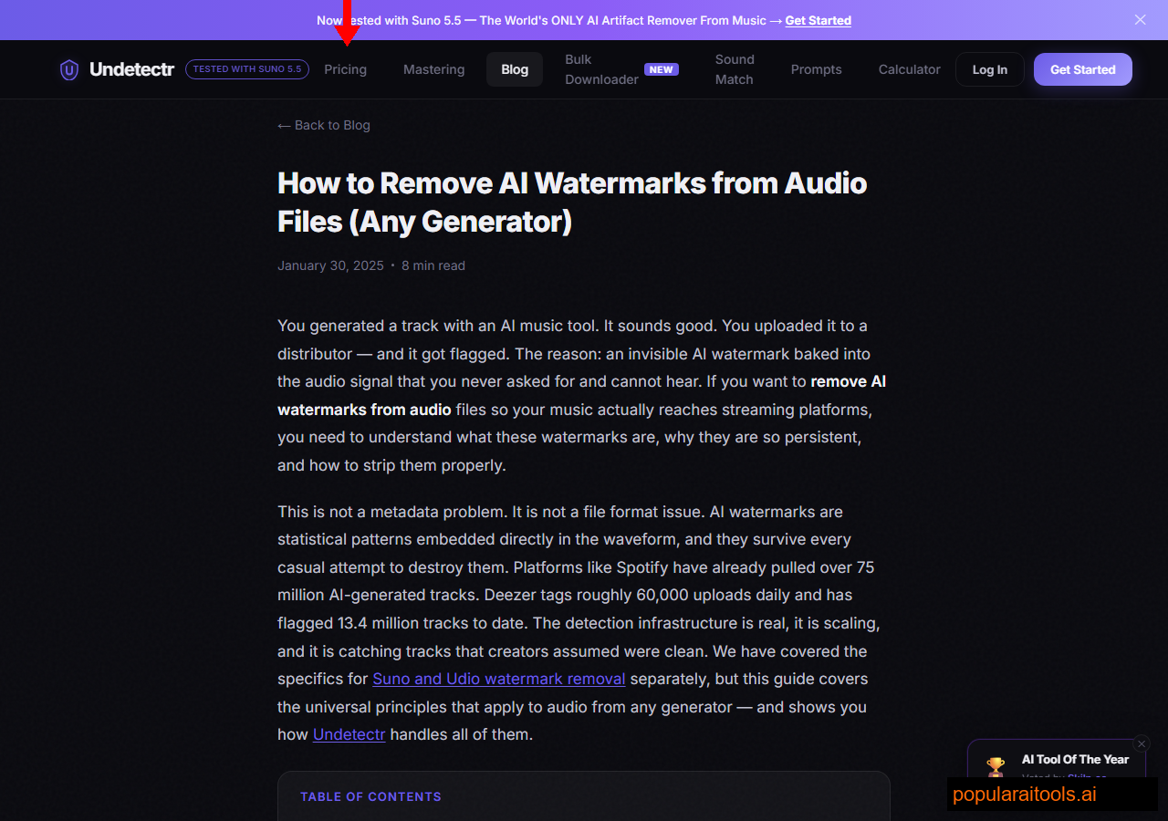 Undetectr blog post on removing AI watermarks from audio files