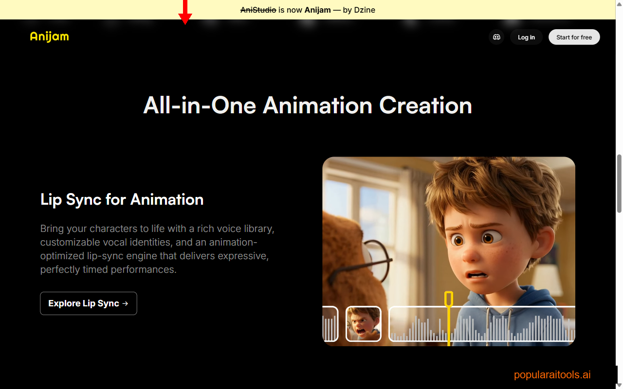 Anijam lip sync for animation — character with synced mouth shapes
