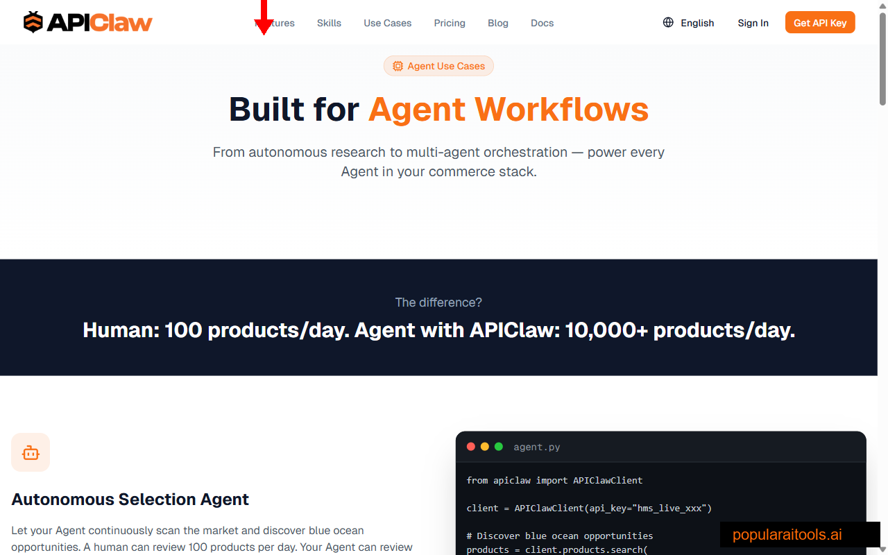 APIClaw use cases page