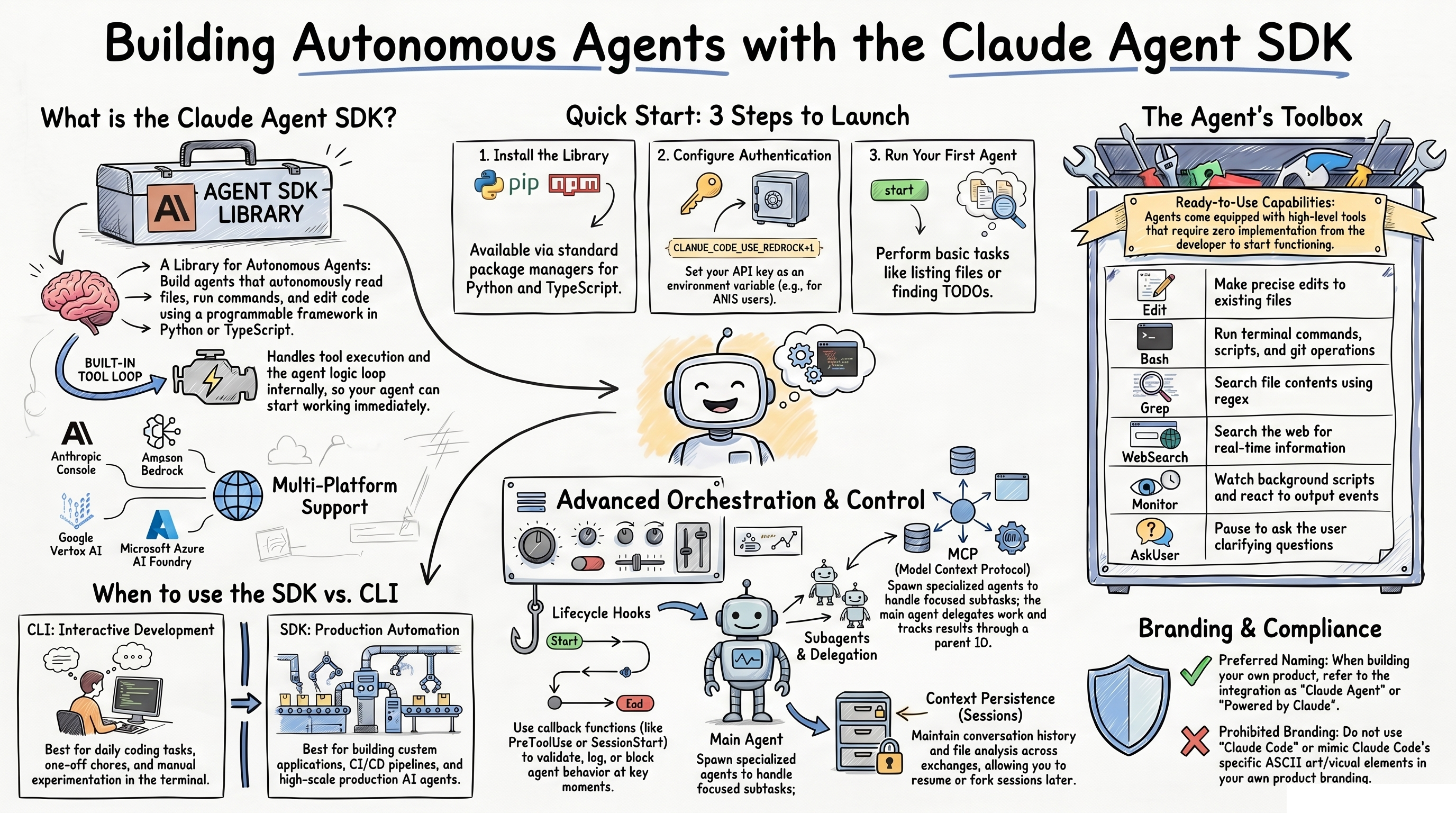Claude Agent SDK infographic - AI agent development framework comparison and features