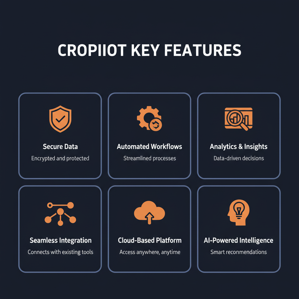 CroPilot key features infographic showing main capabilities