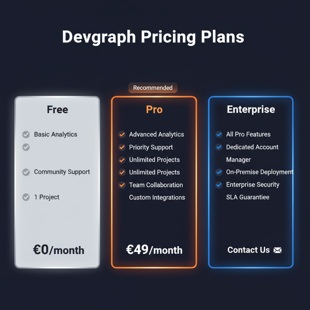 Devgraph pricing comparison showing plan tiers and features