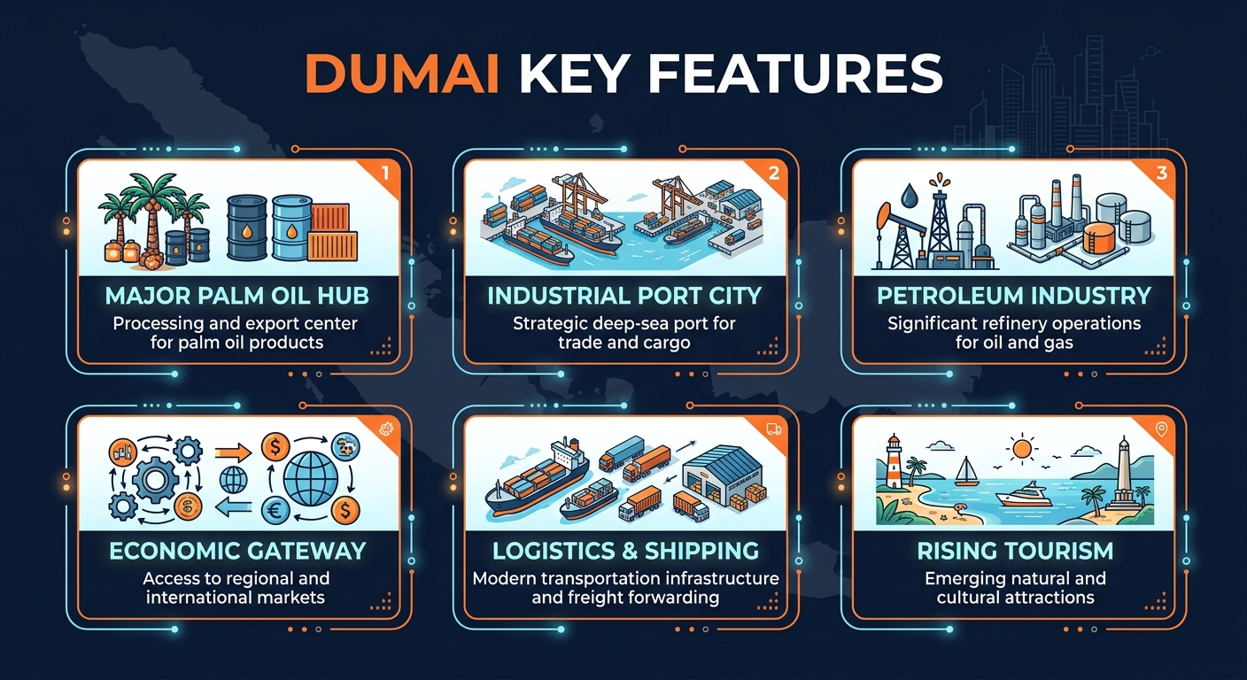 Dumai key features infographic showing main capabilities