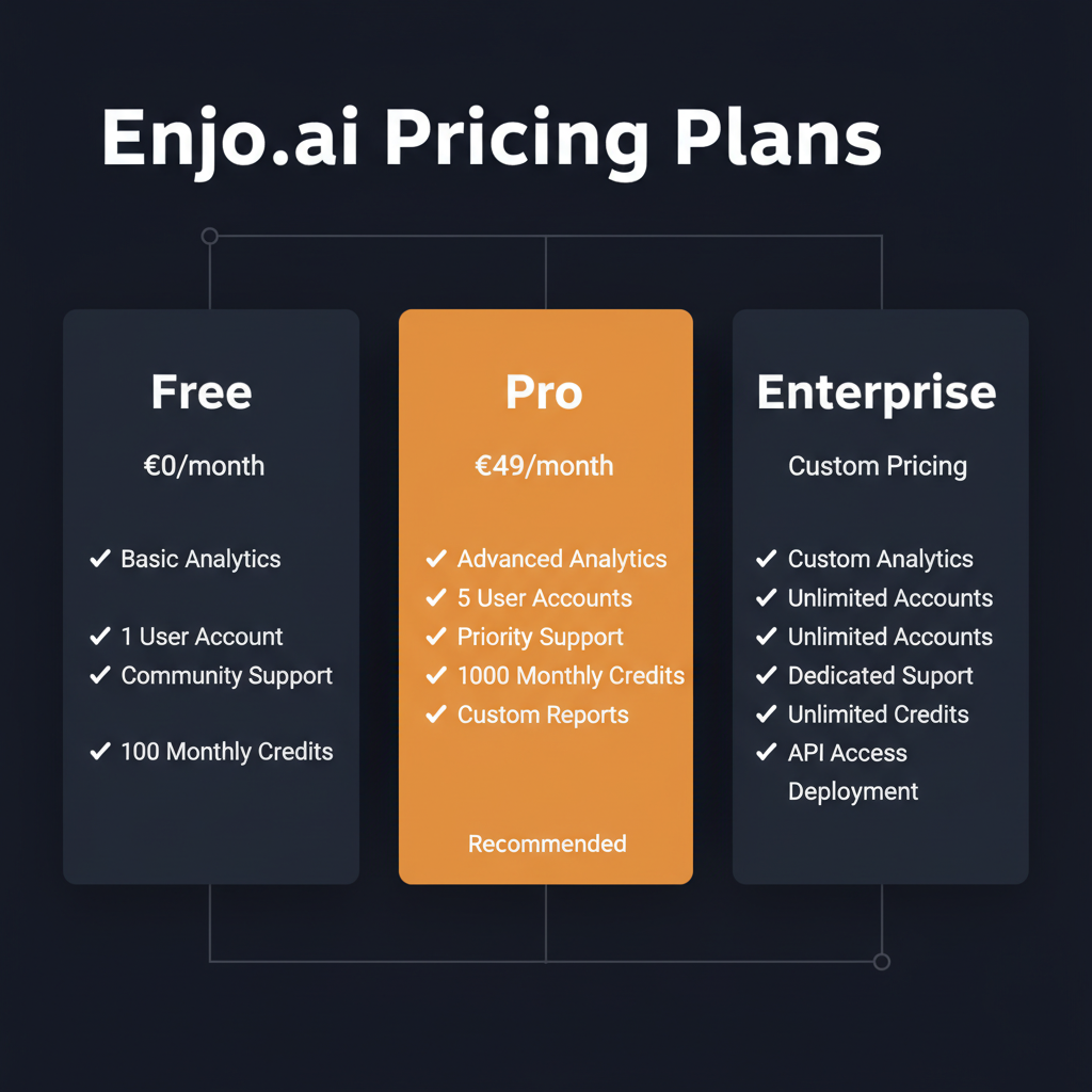 Enjo.ai pricing comparison showing plan tiers and features