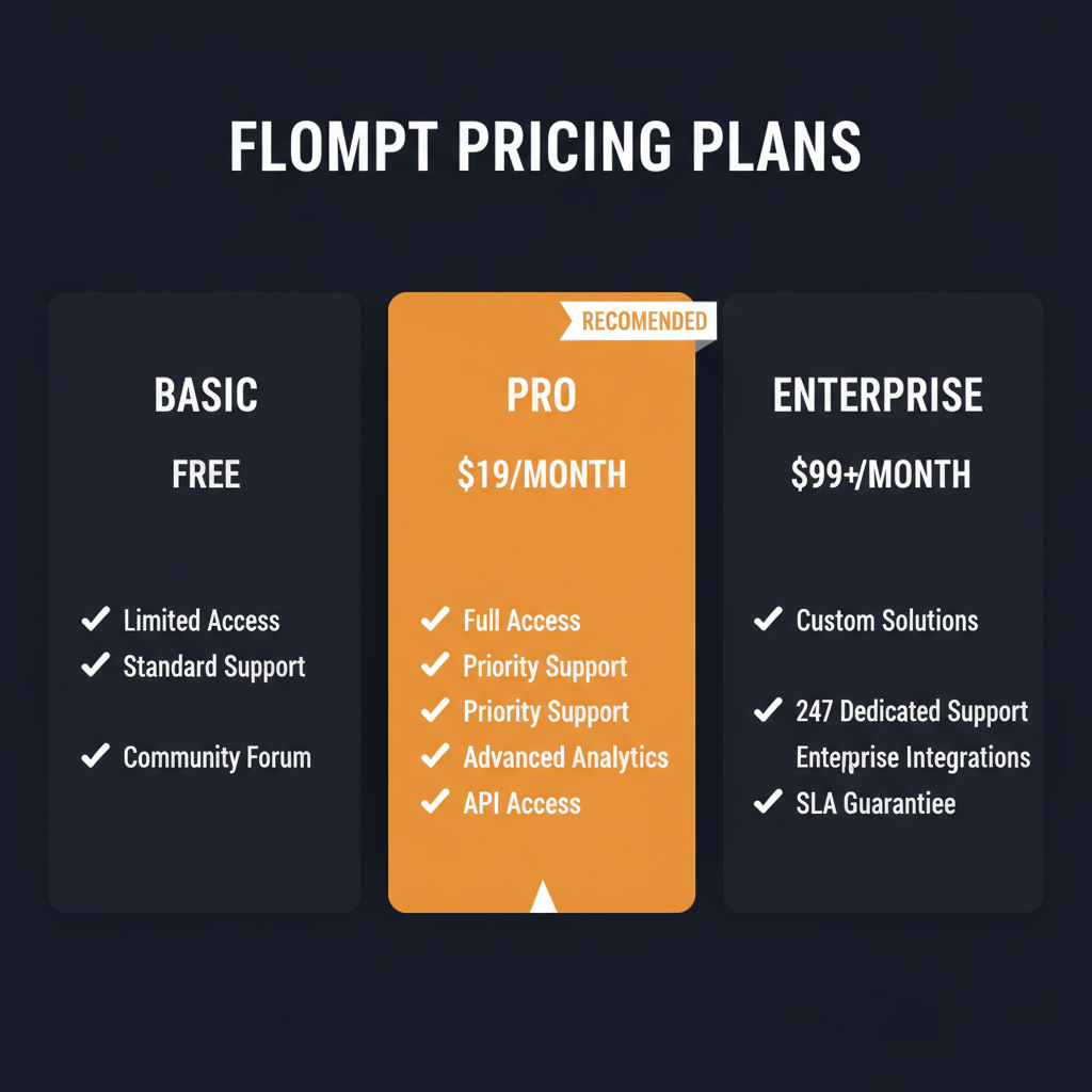 flompt pricing comparison showing plan tiers and features
