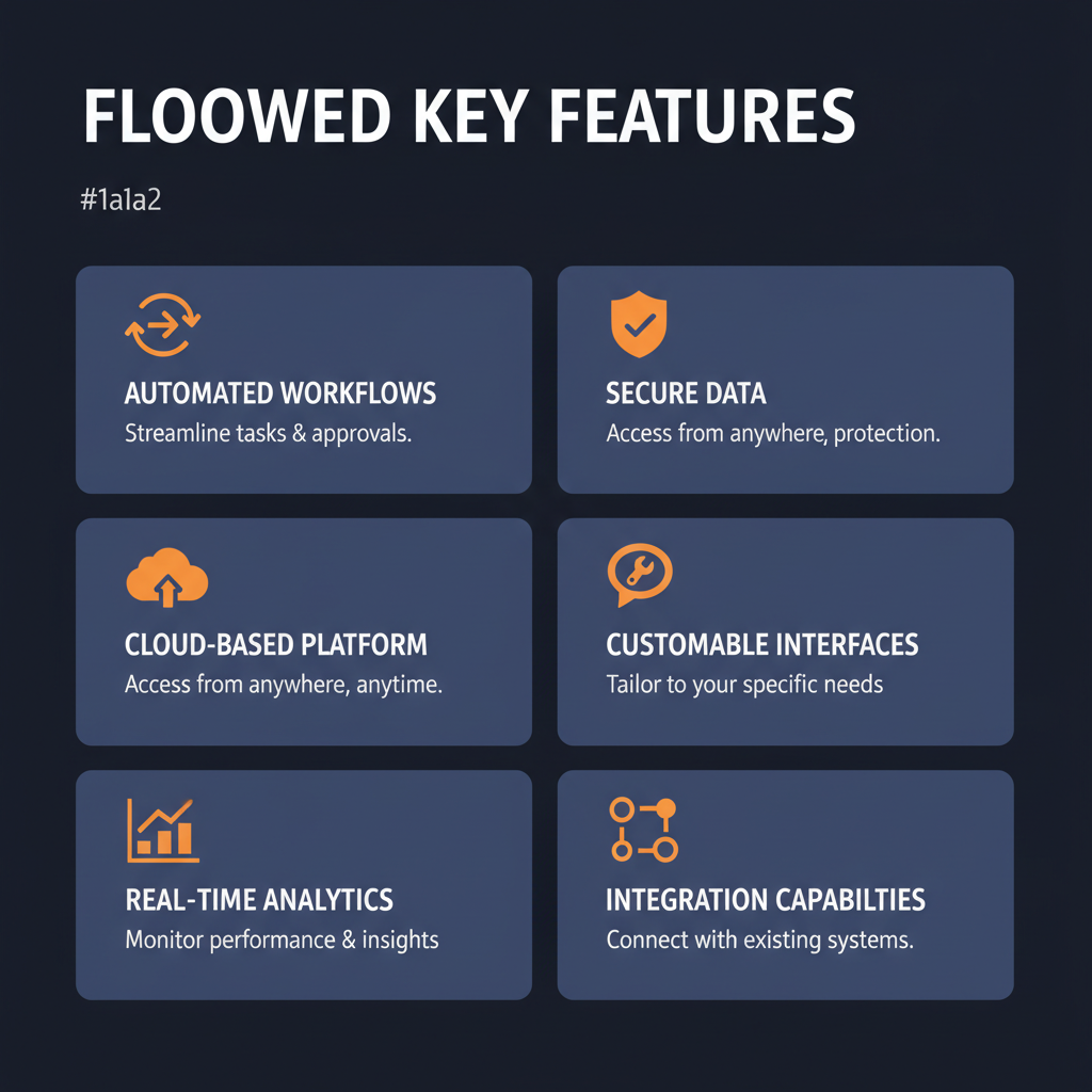 Floowed key features infographic showing main capabilities