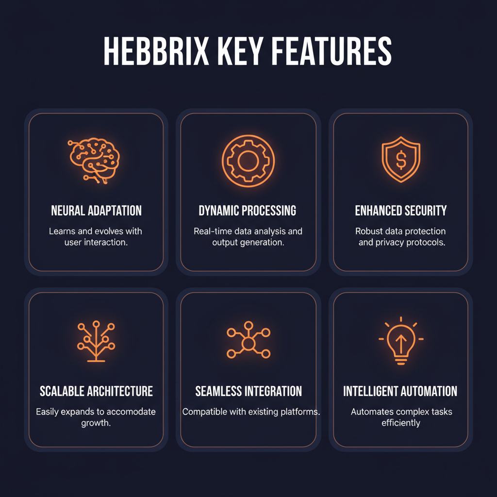 Hebbrix key features infographic showing main capabilities