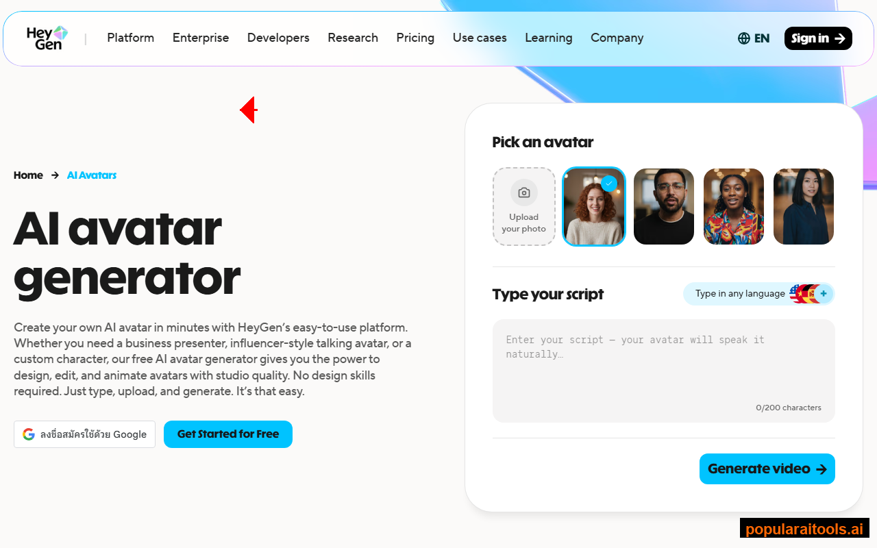 HeyGen avatar library showing 700+ diverse AI avatars for video creation