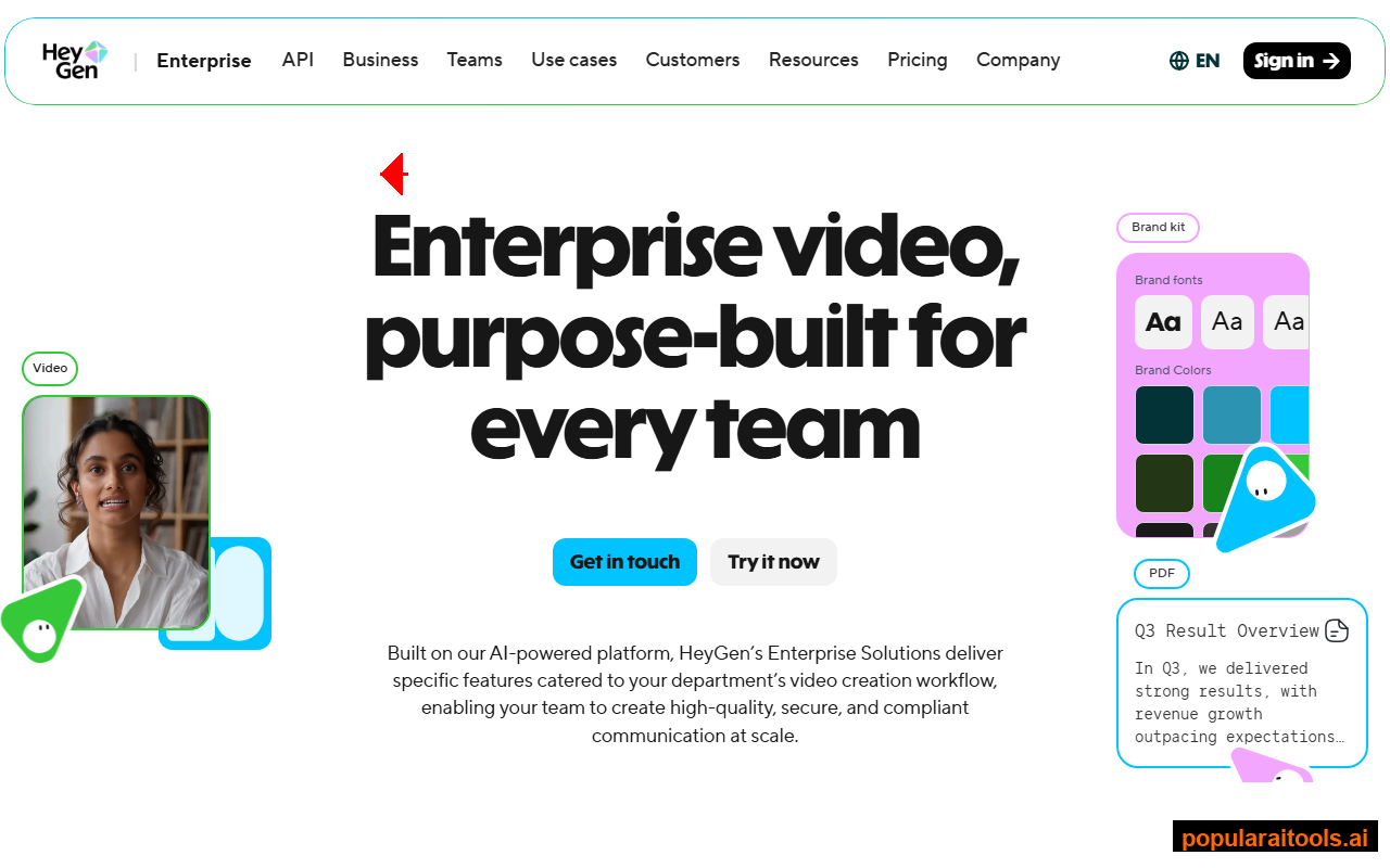HeyGen Enterprise solutions for large teams with SSO, custom branding, and dedicated support