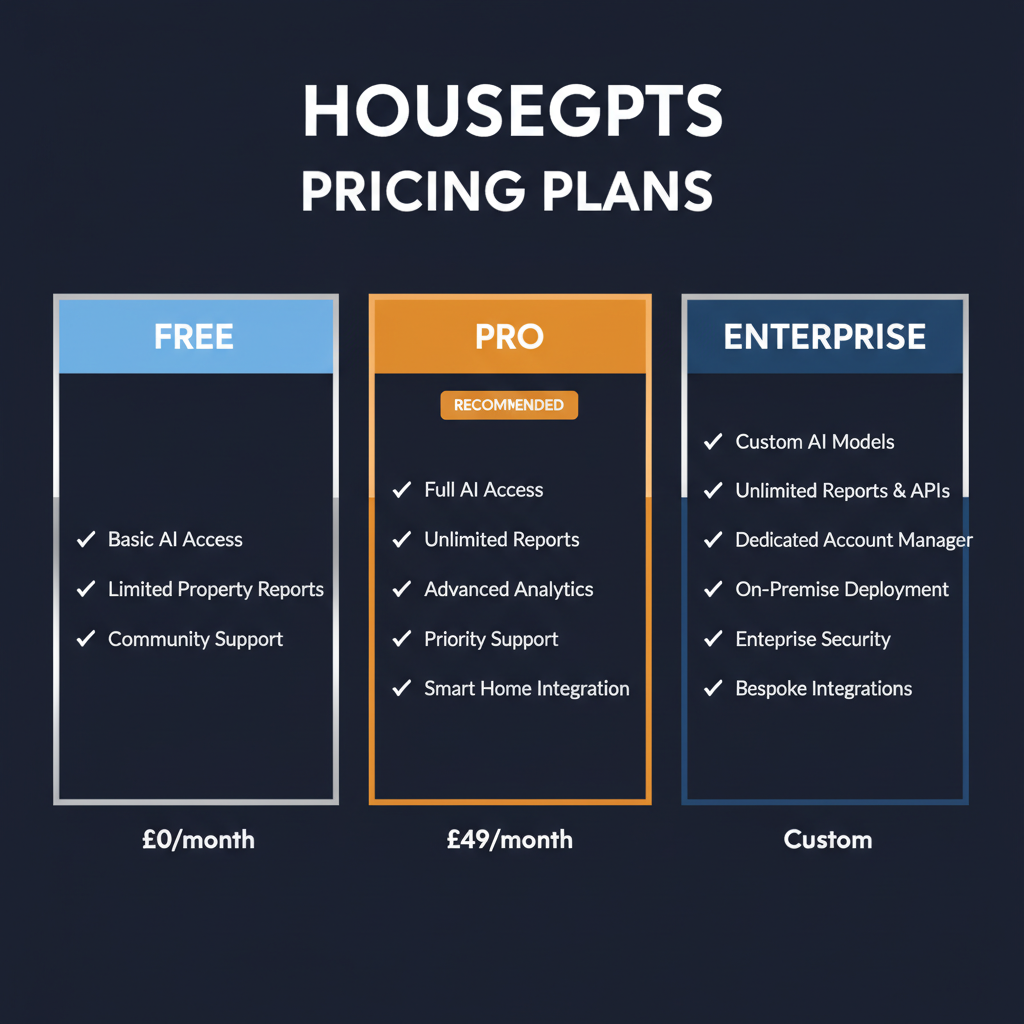 HouseGPTs pricing comparison showing plan tiers and features