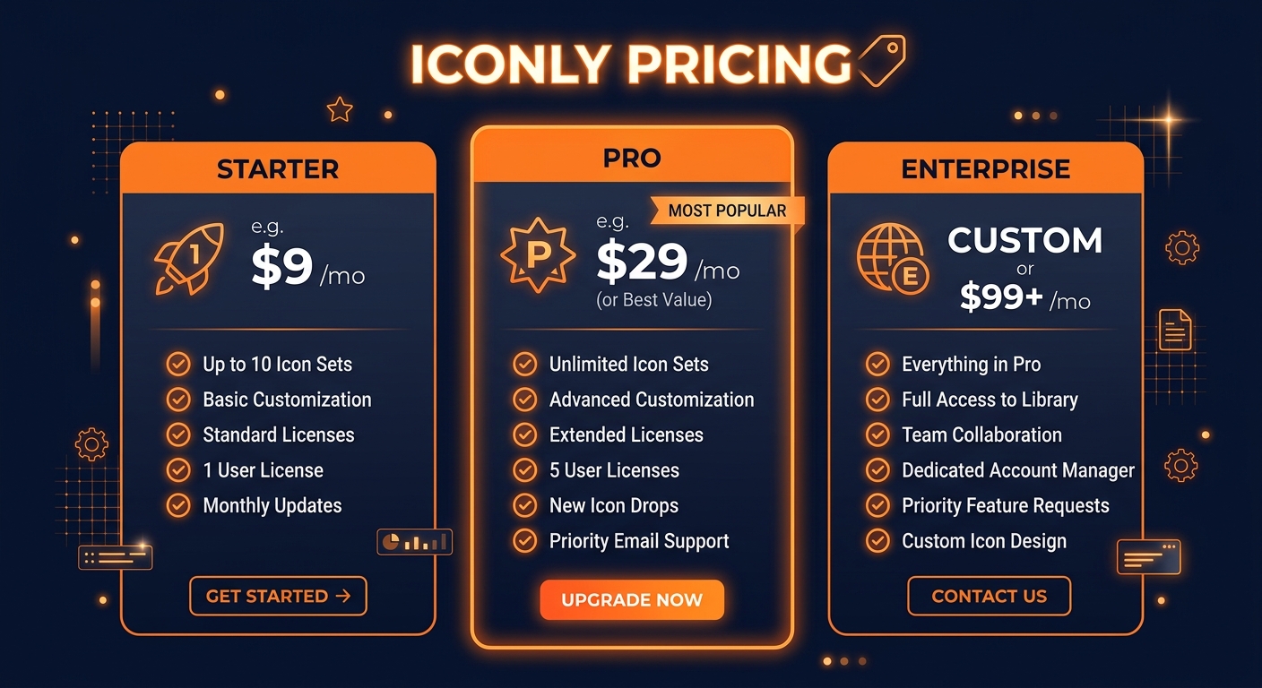 Iconly pricing comparison showing plan tiers and features