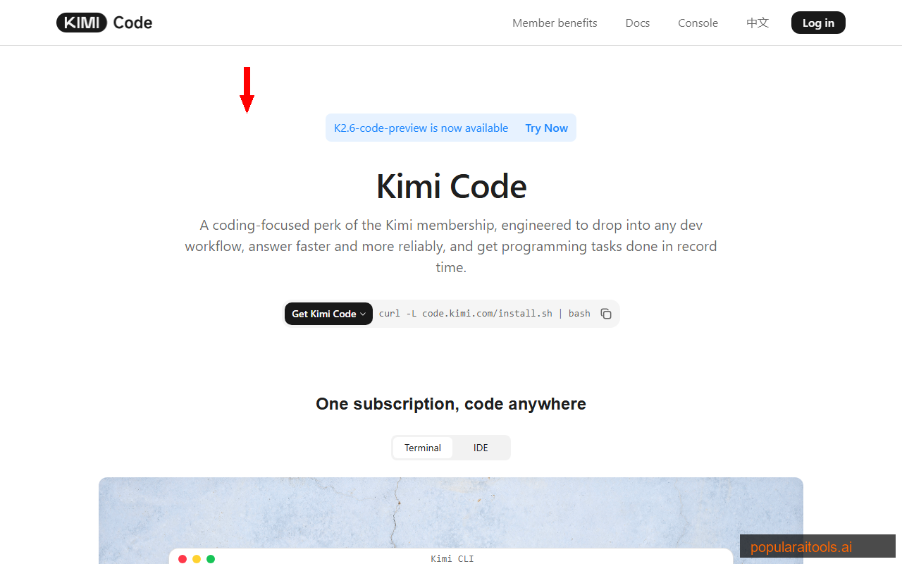 Kimi Code pricing page showing membership plans and API token costs