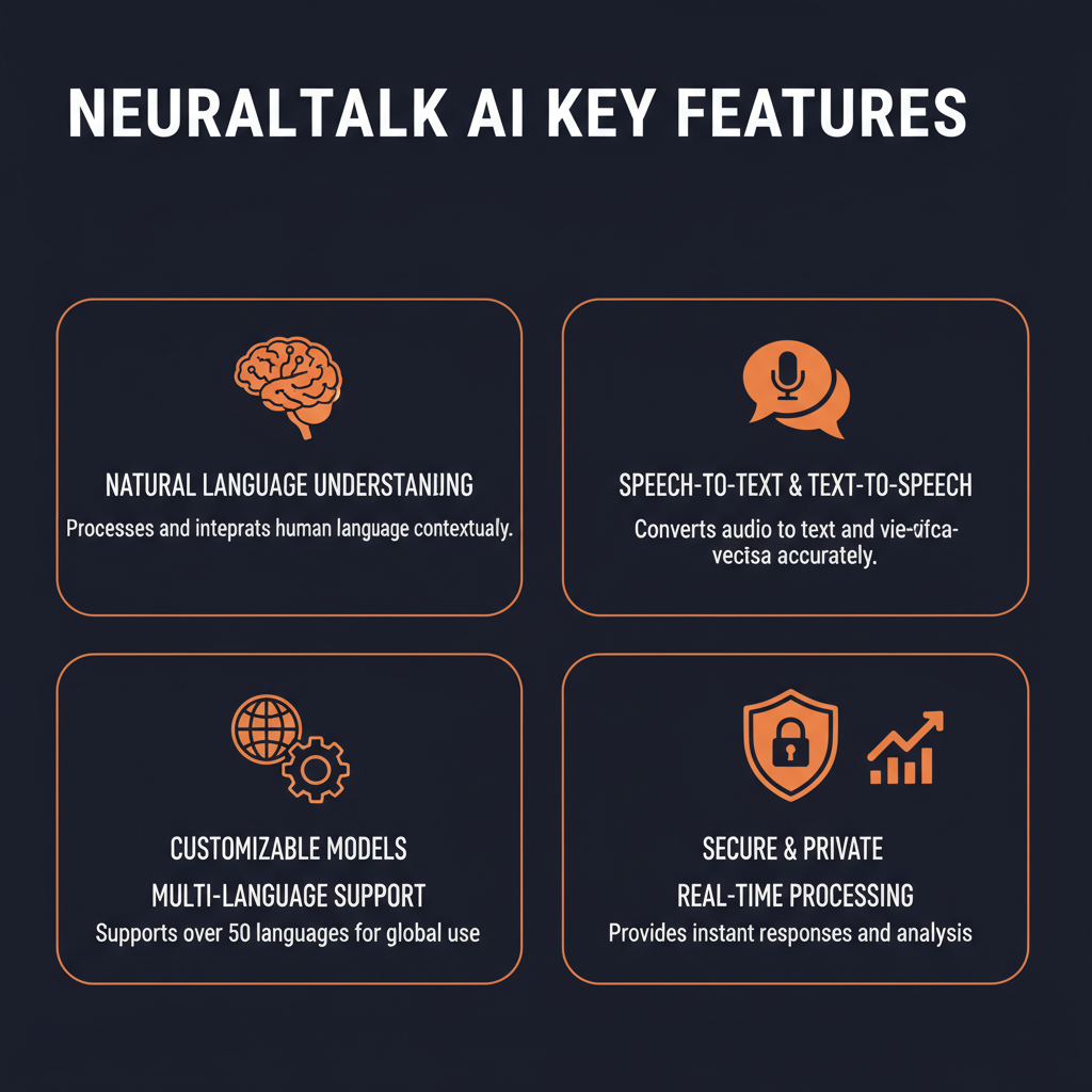 NeuralTalk AI key features infographic showing main capabilities