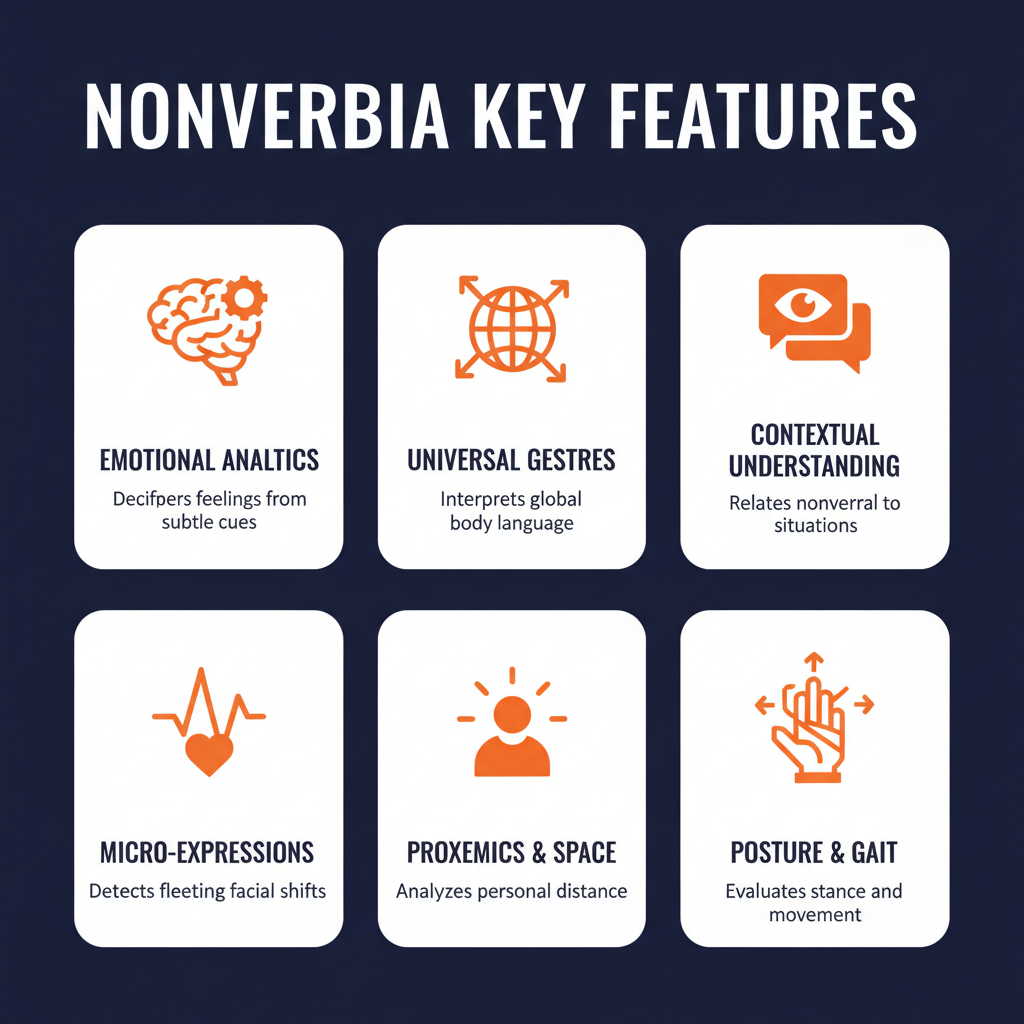 Nonverbia key features infographic showing main capabilities