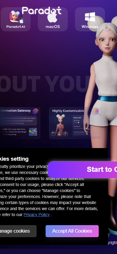 paradot mobile interface screenshot