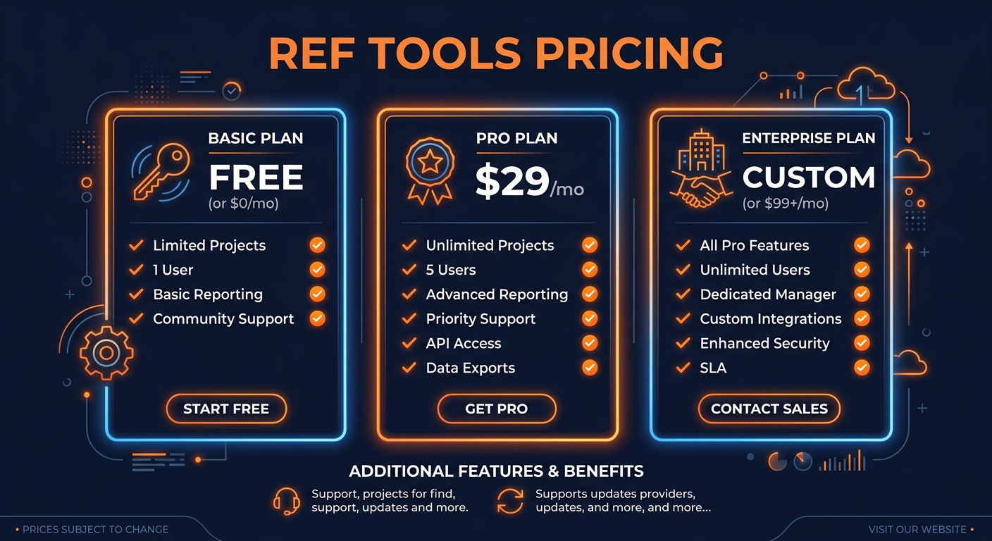 Ref Tools pricing comparison showing plan tiers and features