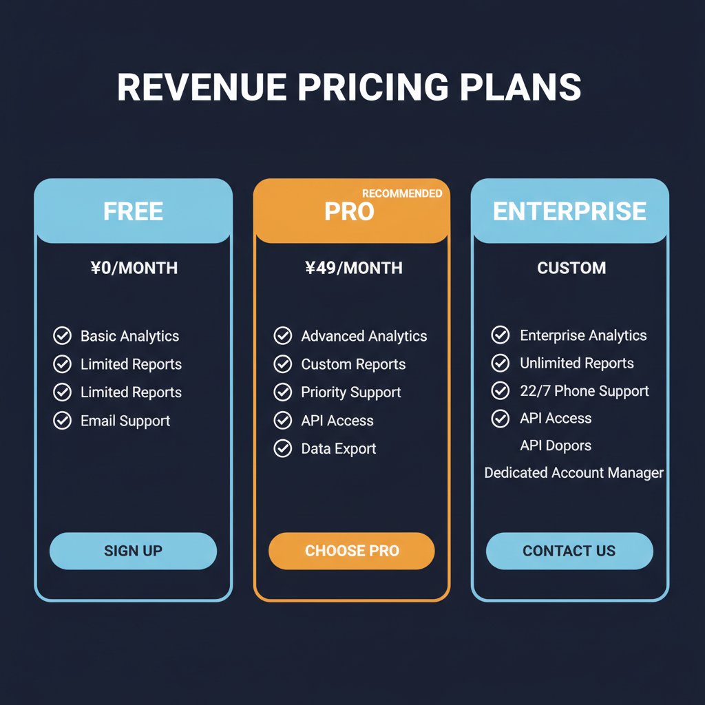 Rewnue pricing comparison showing plan tiers and features