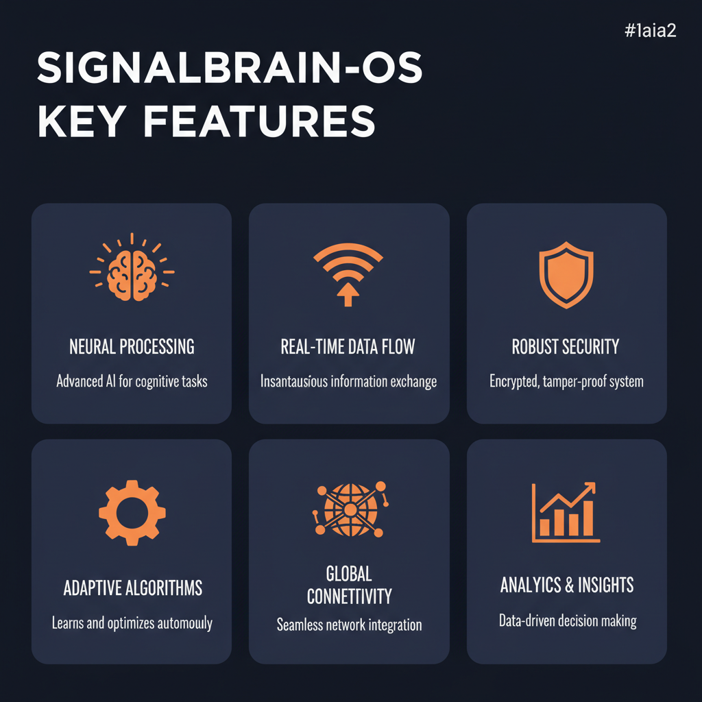 SignalBrain-OS key features infographic showing main capabilities