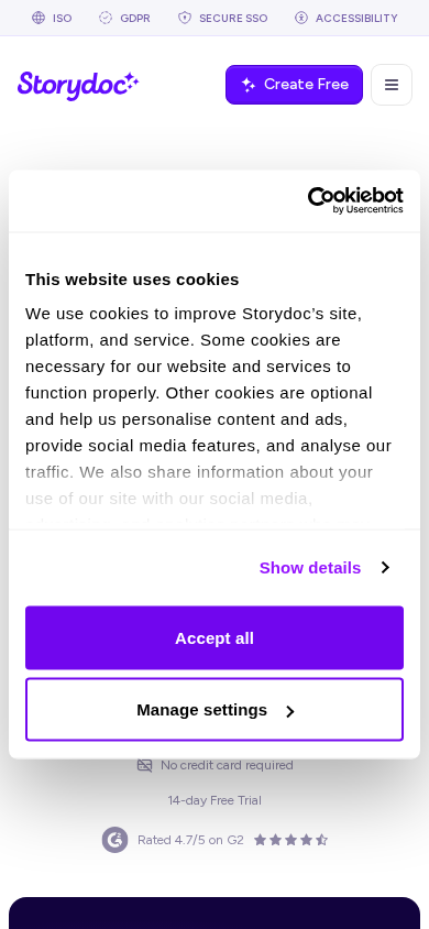 Storydoc interface on mobile device