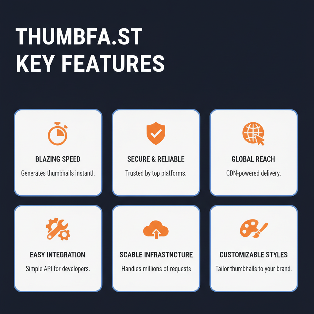 Thumbfa.st key features infographic showing main capabilities