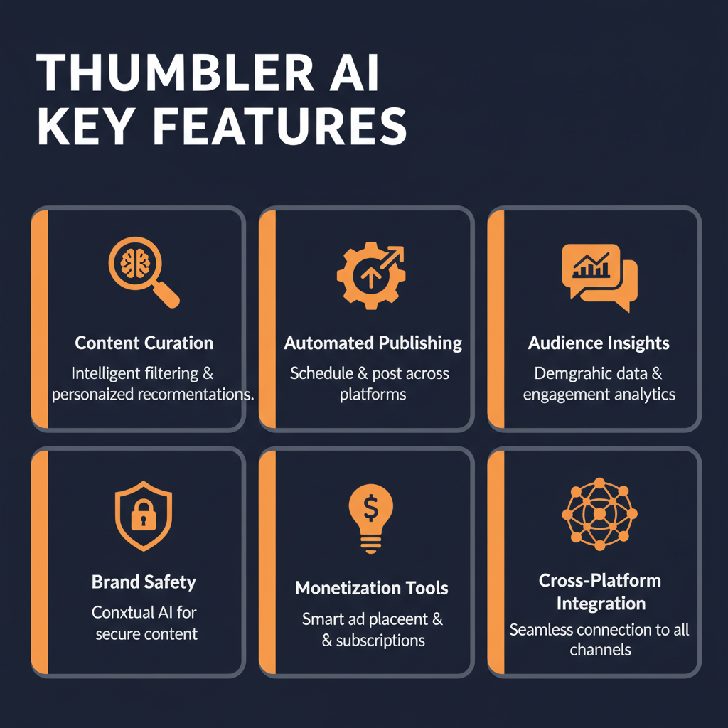 Thumbler AI key features infographic showing main capabilities