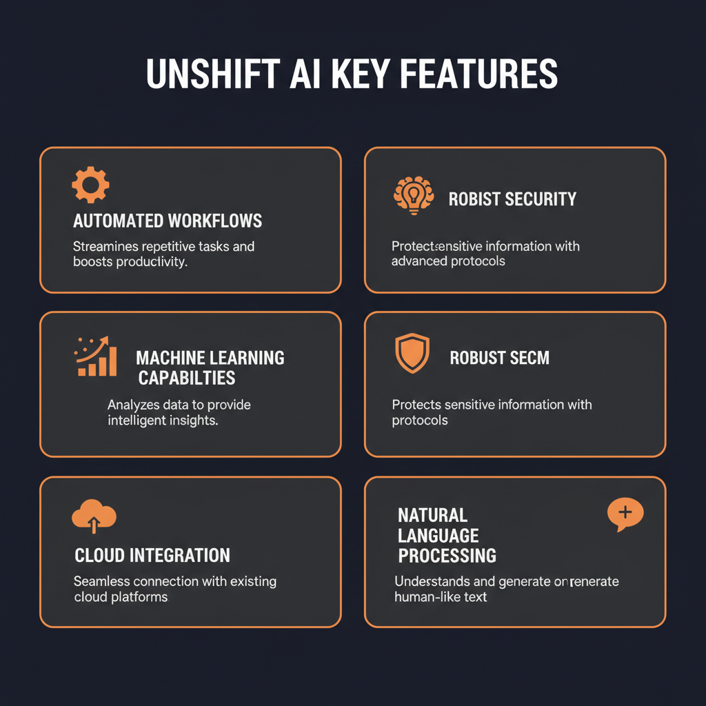 Unshift AI key features infographic showing main capabilities