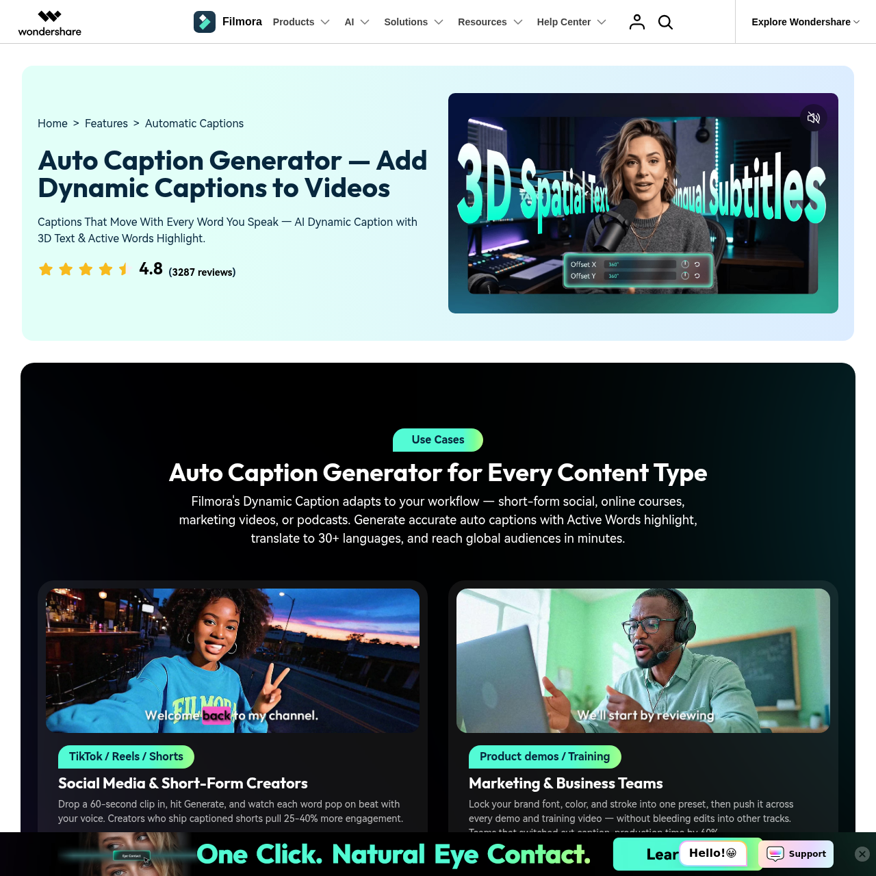 Filmora Auto Caption — speech-to-text in 27 languages