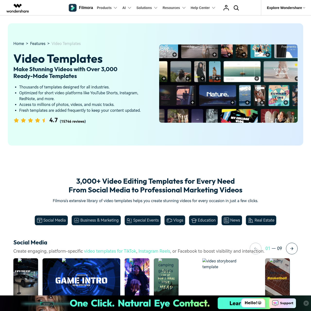 Filmora Video Templates — drop-in templates for every social platform