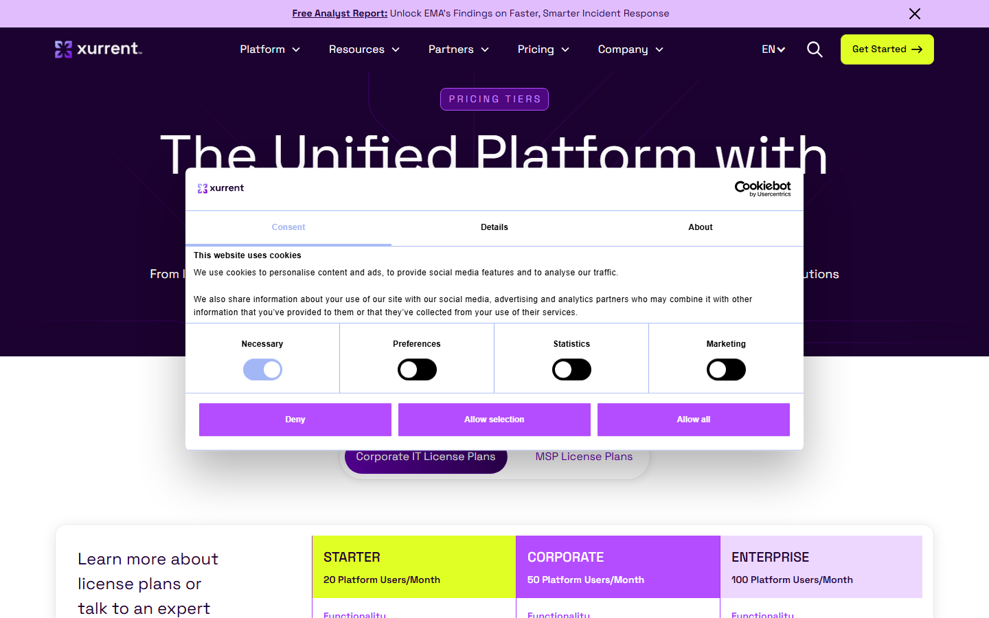 Xurrent official pricing page