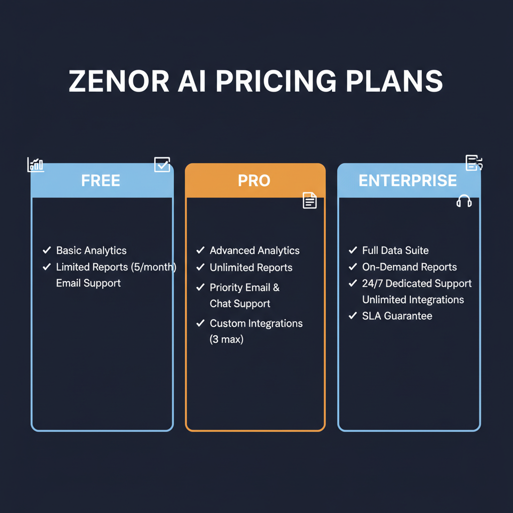 Zenor AI pricing comparison showing plan tiers and features