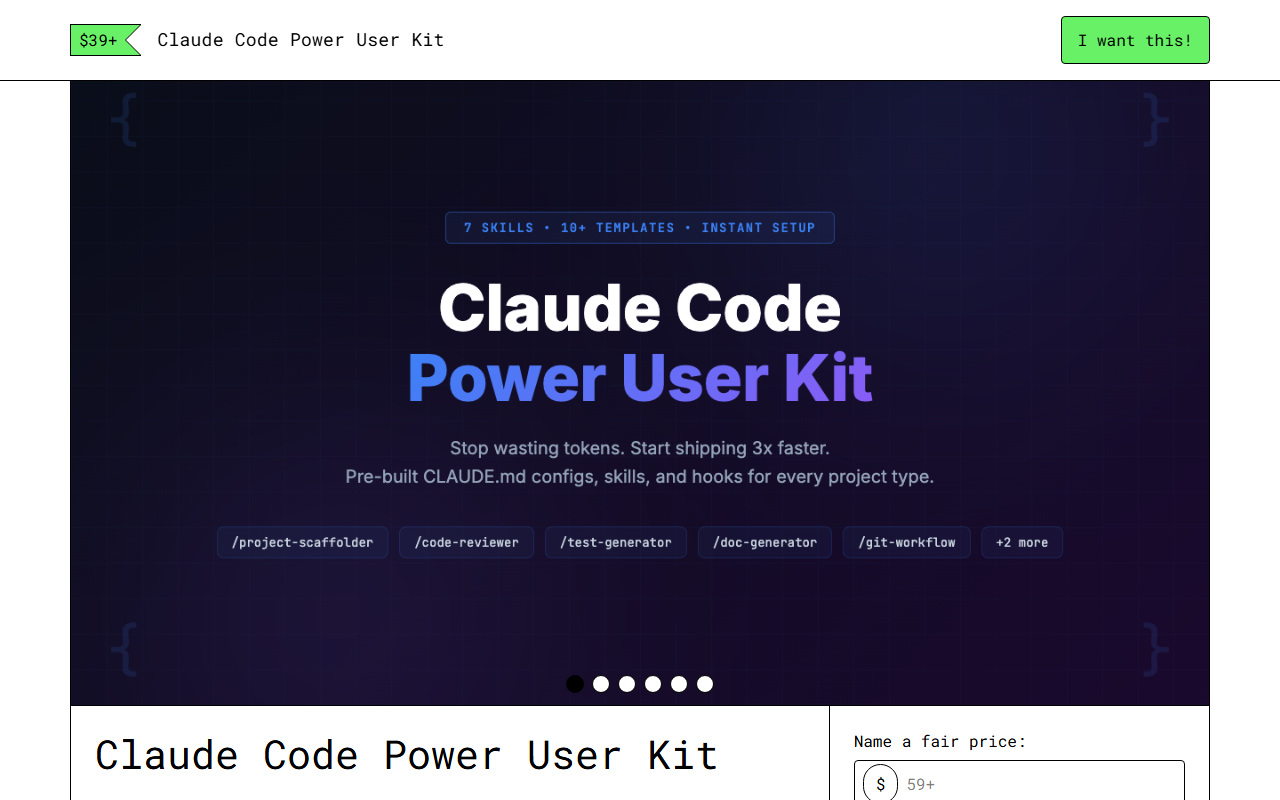 Claude Code Power User Kit — Gumroad product page