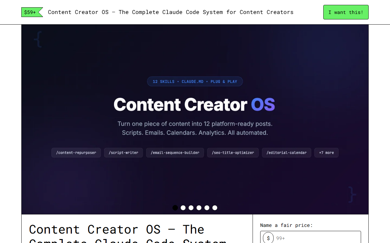 Content Creator OS — Gumroad product page