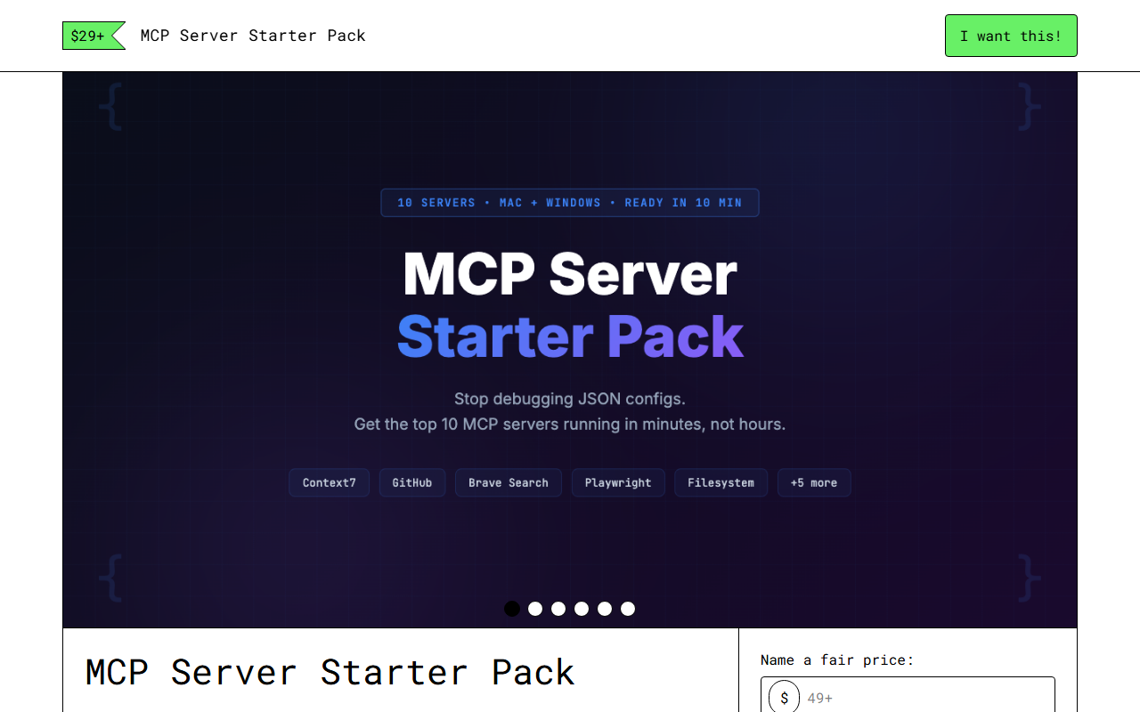 MCP Server Starter Pack — Gumroad product page