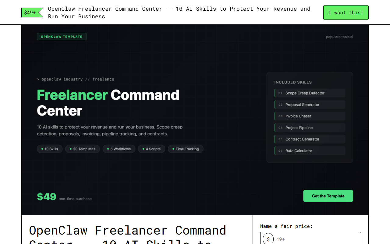 OpenClaw Freelancer Command Center — Gumroad product page