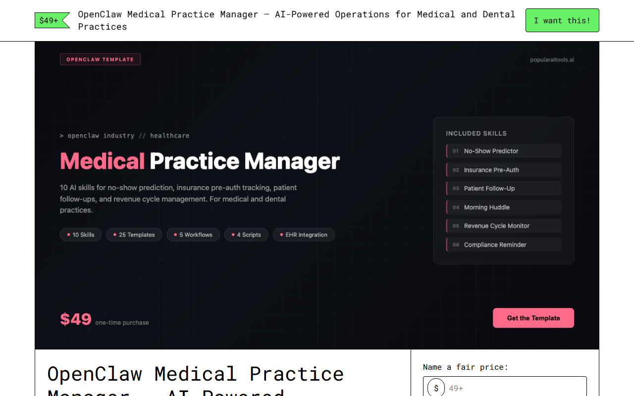 OpenClaw Medical Practice Manager — Gumroad product page