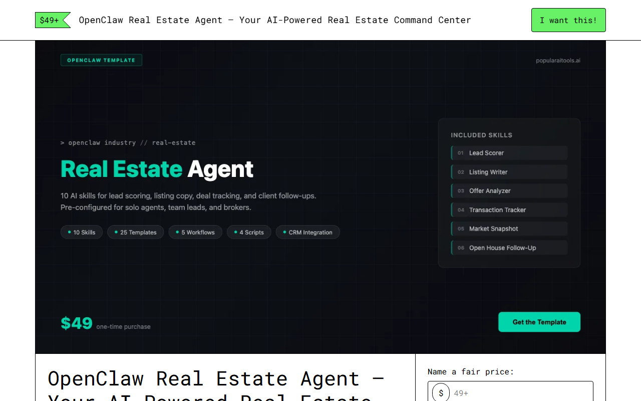 OpenClaw Real Estate Agent — Gumroad product page