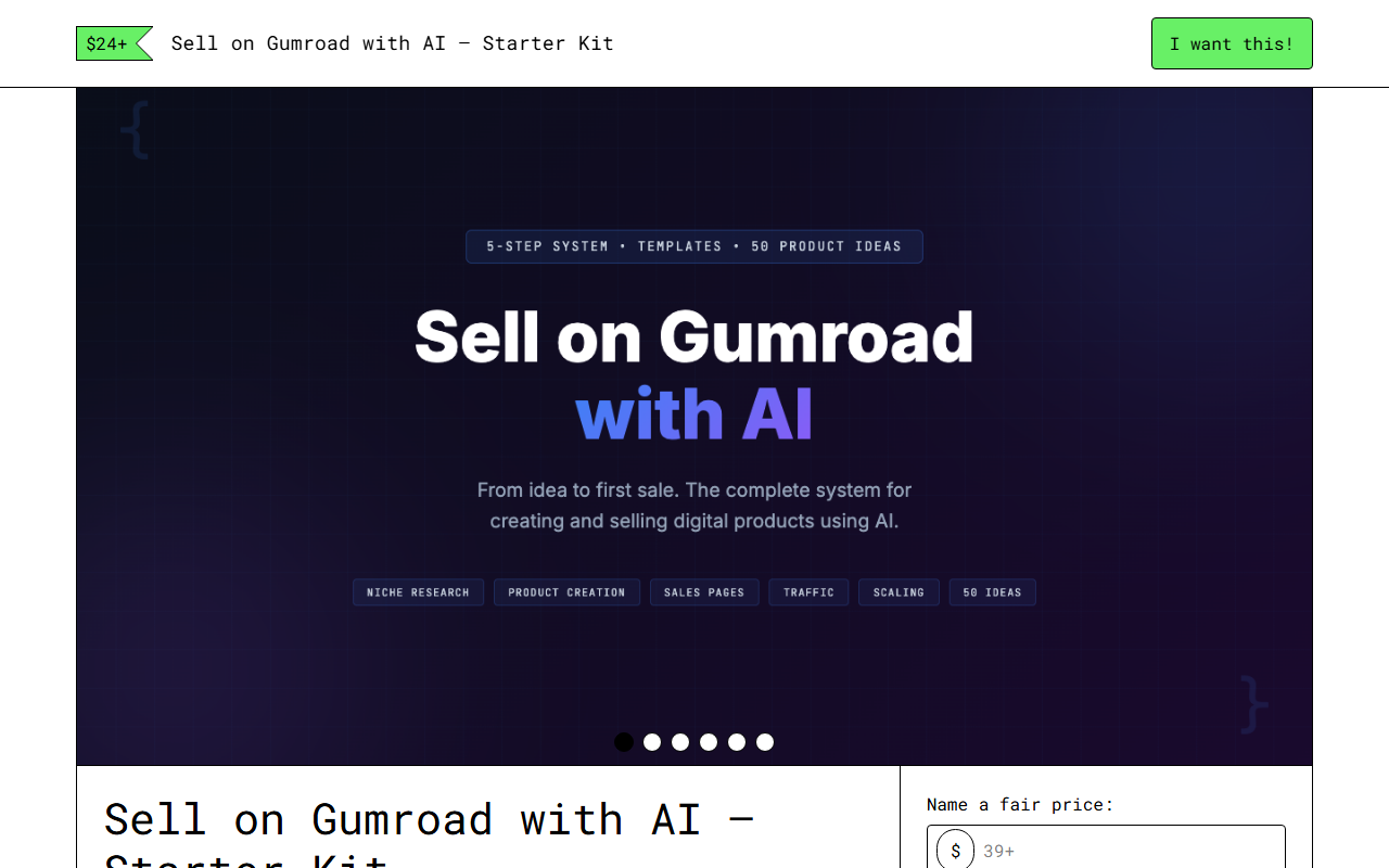 Sell on Gumroad with AI — Gumroad product page