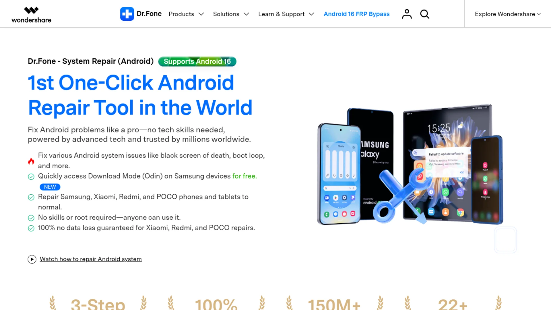 Android System Repair fixes black screens, stuck logos, and failed system updates.
