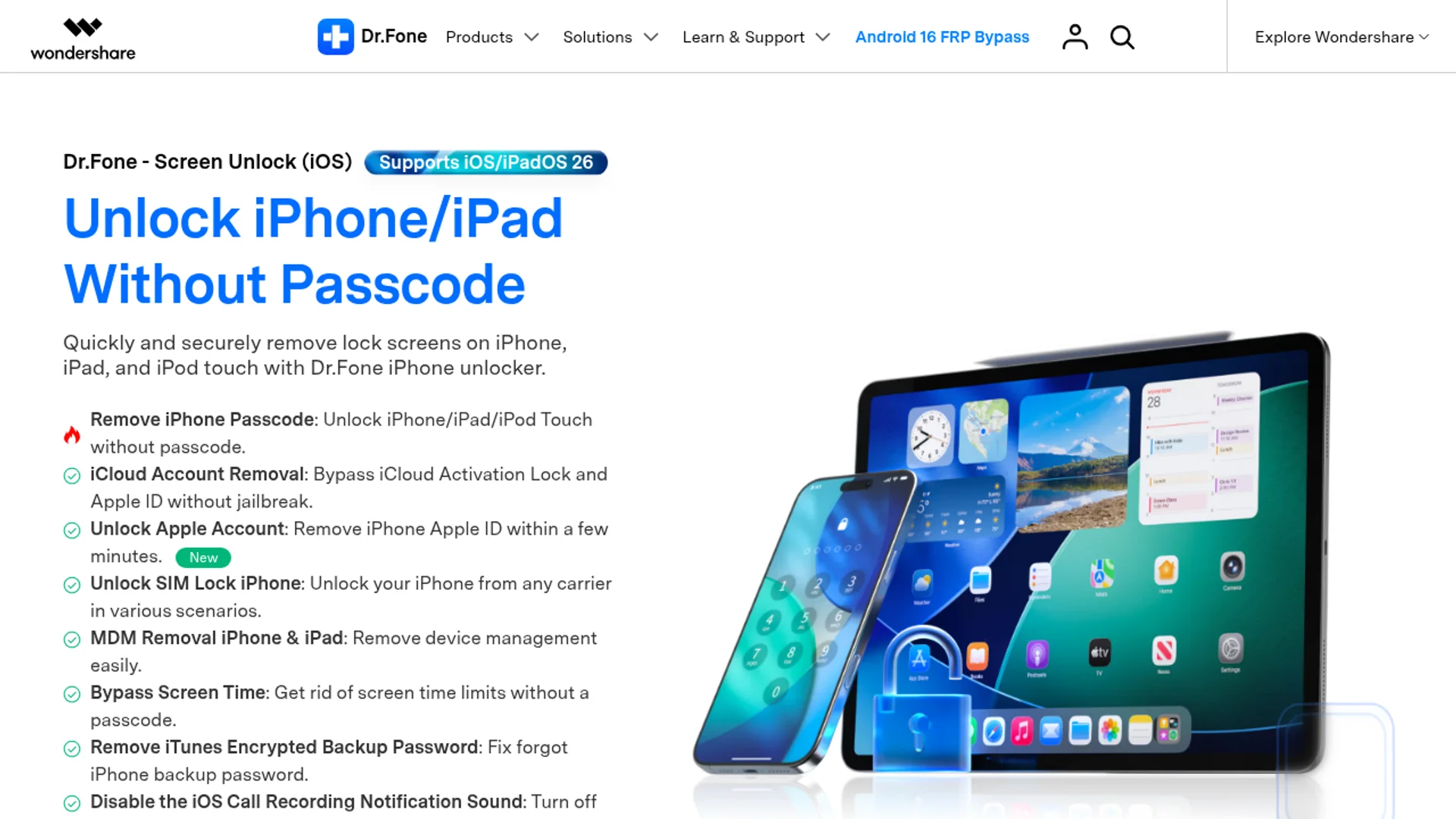 Screen Unlock removes forgotten passcodes, Face ID, Touch ID, and screen-time restrictions.