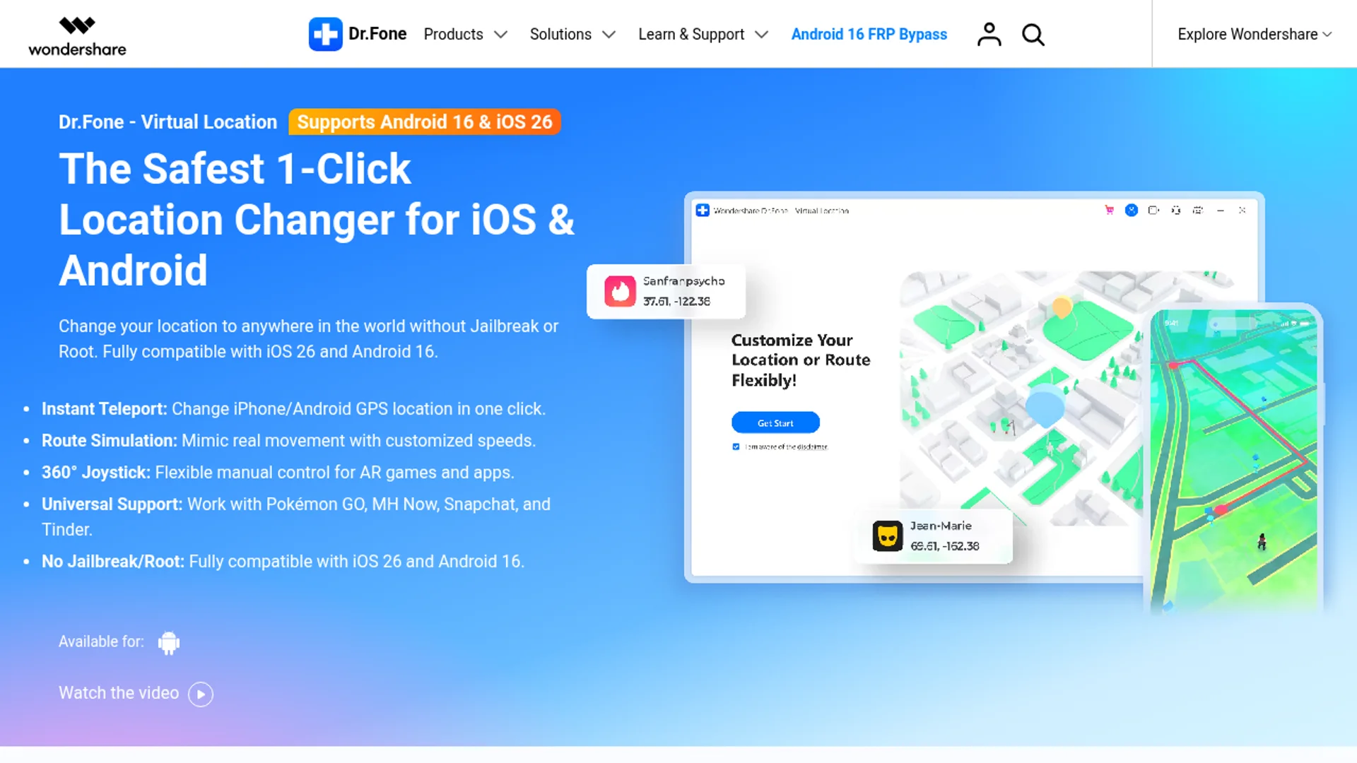 Virtual Location changer simulates GPS movement for testing and location-based apps.